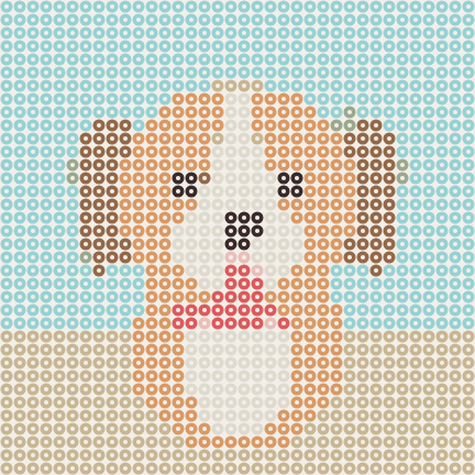 The same dog as a fuse bead pattern